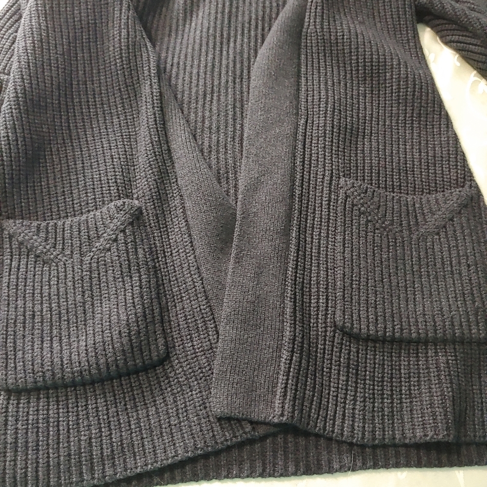 ANTHROPOLOGIE KNITTED & KNOTTED DARK Gray MAJELLA Open Front WOOL BLEND CARDIGAN - Picture 11 of 16